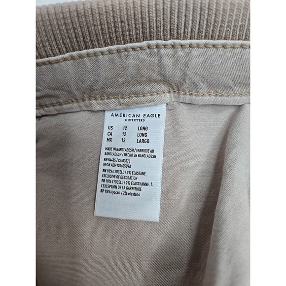American Eagle Size 12L Wide Leg Cargo Pants Beige Utility Baggy Y2K Casual - Picture 5 of 9